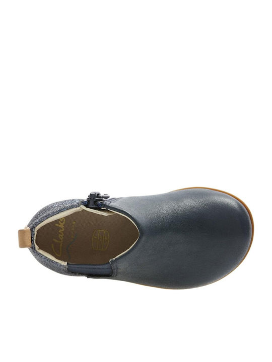 Kids Drew Fun T Leather Kids Boots with Zipper Navy Blue