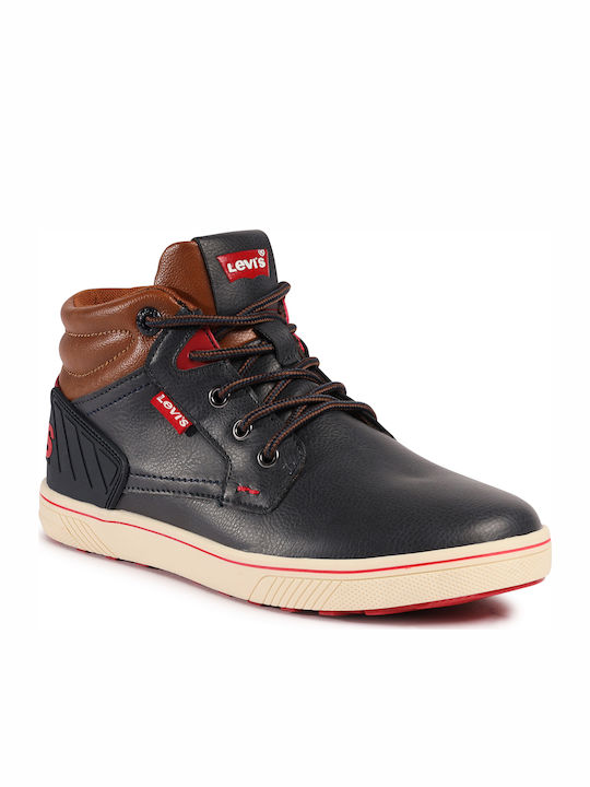 Portland Leather Kids Boots with Zipper Navy Blue