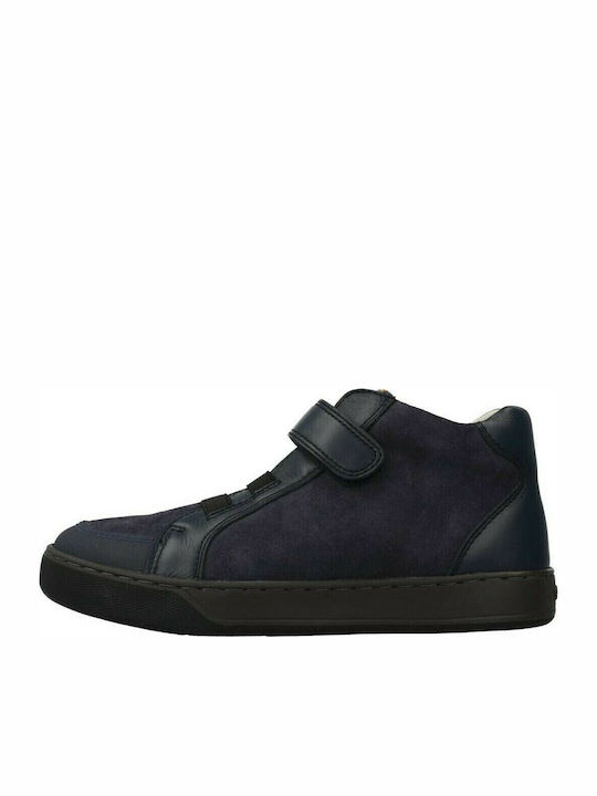 Anatomical Leather Kids Boots with Velcro Navy Blue