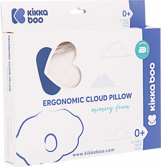 Kikka Boo Βρεφικό Μαξιλάρι Πλαγιοκεφαλίας Memory Foam Ergonomic Pillow Clouds Λευκό 19x29εκ.