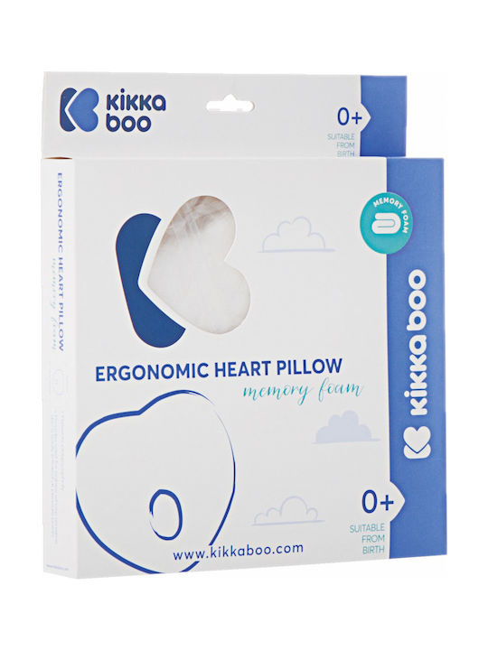 Kikka Boo Βρεφικό Μαξιλάρι Ύπνου Memory Foam Ergonomic Heart Λευκό 44x24εκ.