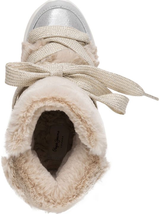 Amanda Snow Kinderstiefel mit Schnürsenkeln Beiges