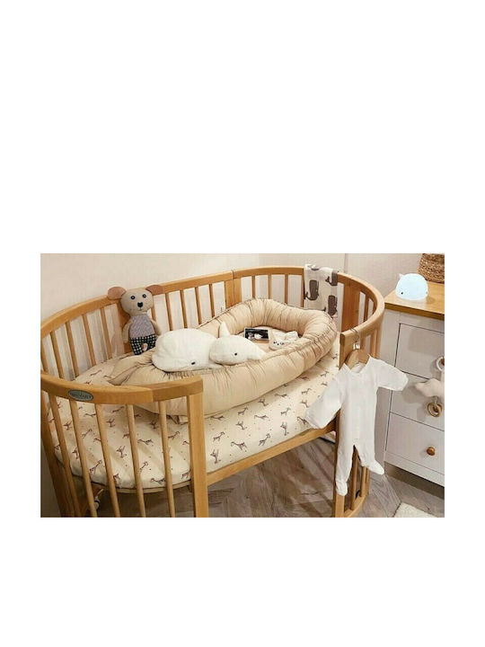 IngVart Convertible Baby Crib Smart Oval Oak for Mattress 60x125cm