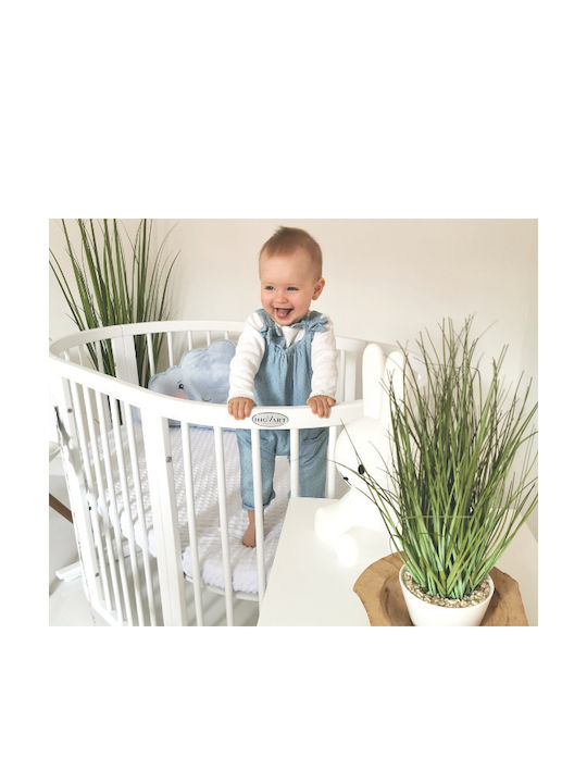 IngVart Convertible Baby Crib Smart Oval Oak for Mattress 60x125cm