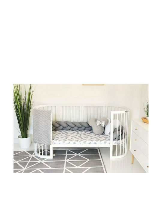 IngVart Convertible Baby Crib Smart Oval Oak for Mattress 60x125cm
