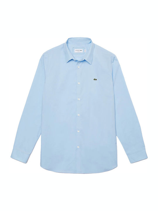 Long Sleeve Cotton Shirt In Narrow Fit Light Blue