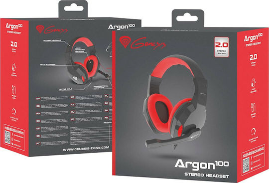 Genesis Argon 100 Over Ear Gaming Headset with Connection 3.5mm Red