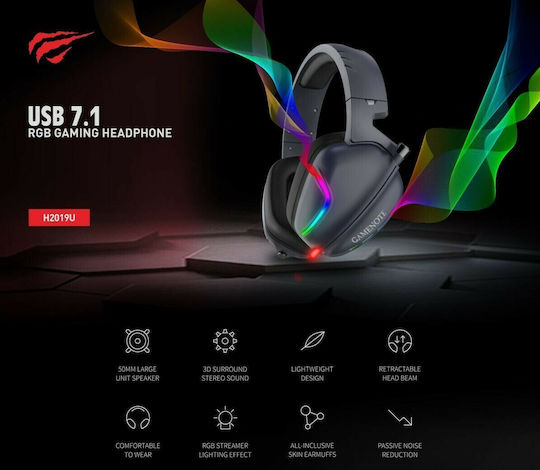 Havit H2019U Надушници Геймърски слушалки с връзка USB Черен