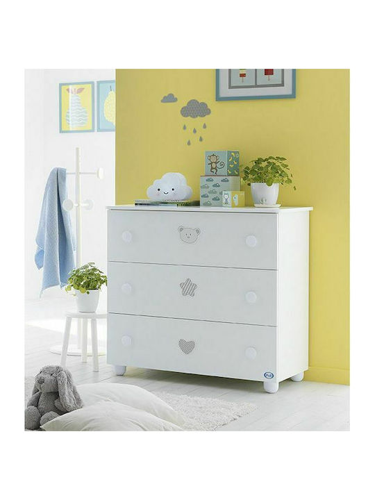 Birillo Baby Dresser with 3 Drawers White 94x50x92cm