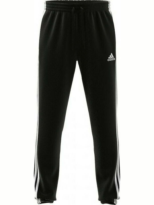 Essentials 3 Stripes Παντελόνι Φόρμας με Λάστιχο Μαύρο