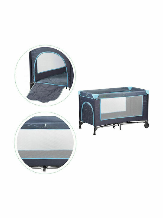 Ecotoys Rollbares Reisebett Laufstall mit Matratze Hellblau 126x66cm