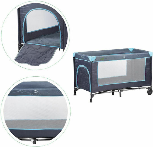 Ecotoys Rollbares Reisebett Laufstall mit Matratze Hellblau 126x66cm