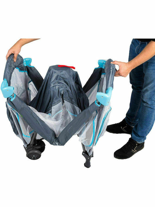 Ecotoys Rollbares Reisebett Laufstall mit Matratze Hellblau 126x66cm