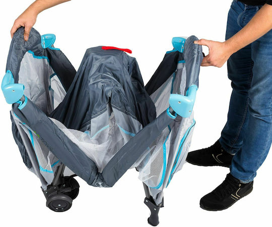 Ecotoys Rollbares Reisebett Laufstall mit Matratze Hellblau 126x66cm