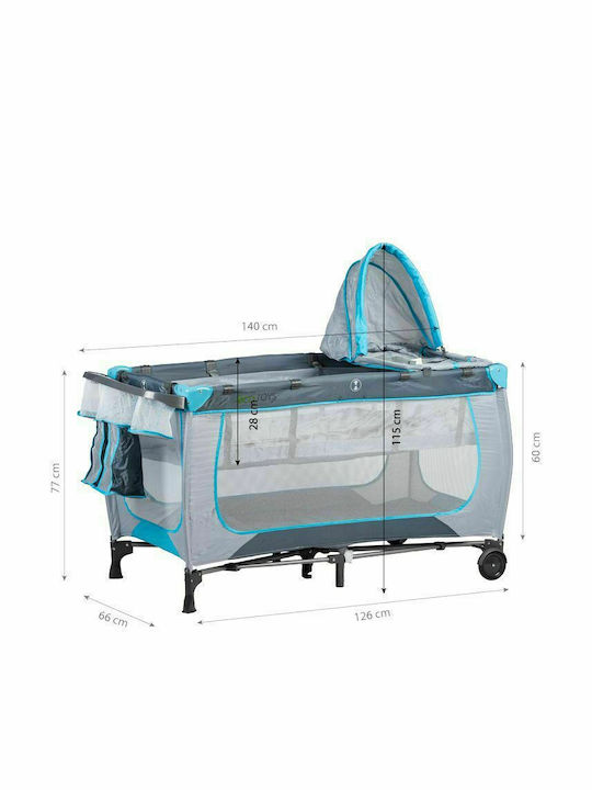 Ecotoys Playpen with Changing Table & Mattress Light Blue 140x66cm