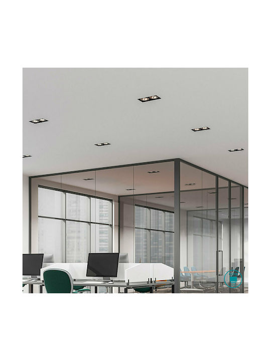 Trio Lighting Kenai Rechteckig Metallisch Einbau Spot mit Fassung GU10 Doppelt verstellbar Schwarz 17.2x9.2cm. 1Stück