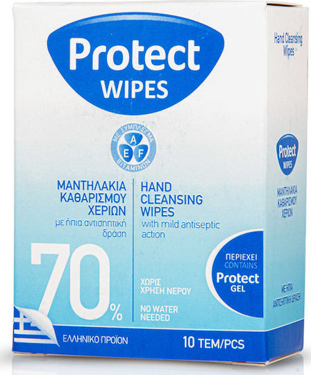 Protect Protect Wipes Αντισηπτικά Μαντηλάκια Χεριών 10τμχ Natural