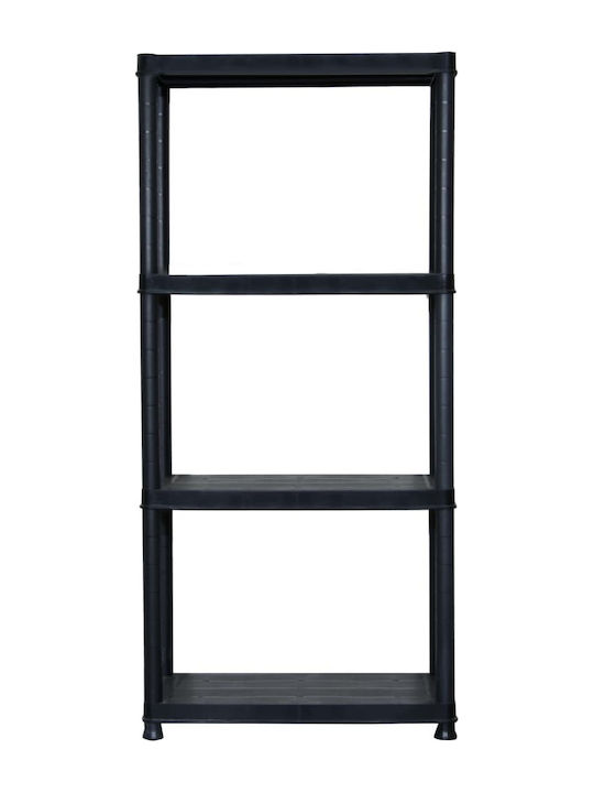 Plastic Outdoor Shelving Unit with 4 Shelves Black 61x30.5x130cm