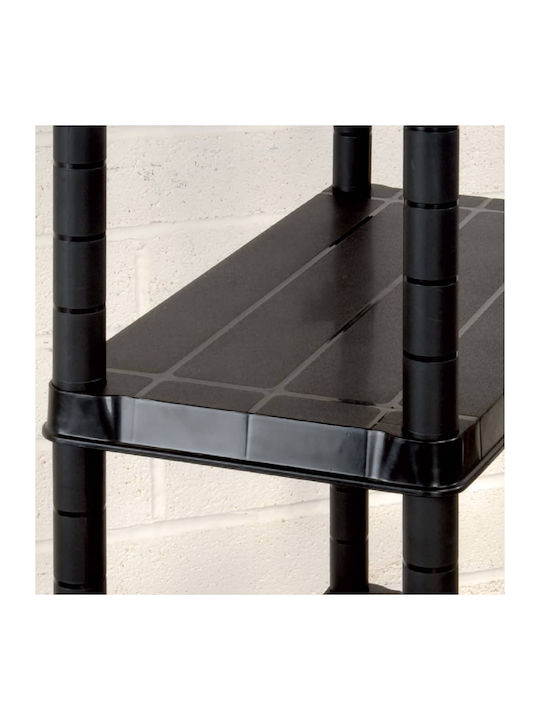 Plastic Outdoor Shelving Unit with 4 Shelves Black 61x30.5x130cm