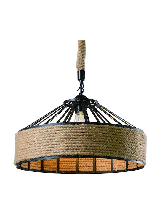 Ravenna Rope Avalon Pendant Light Single-Light with Rope for Socket E27 Brown