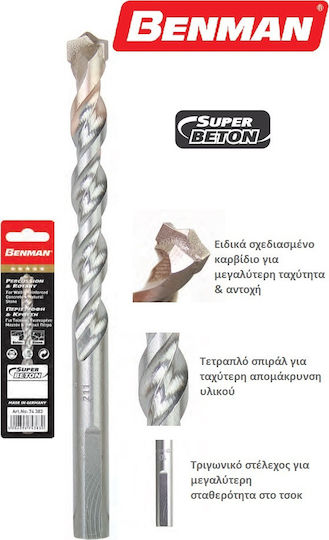 Benman Diamond Drill Carbide with Triangular Shank for Masonry 8x150mm