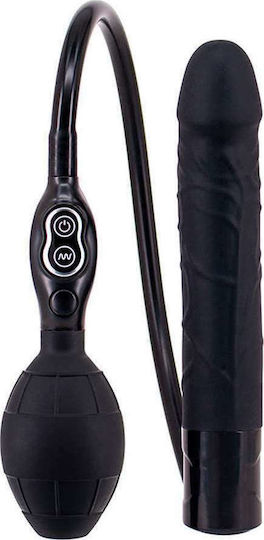 Seven Creations Silicone Inflatable Vibrator Κλασικός Δονητής 15cm Black