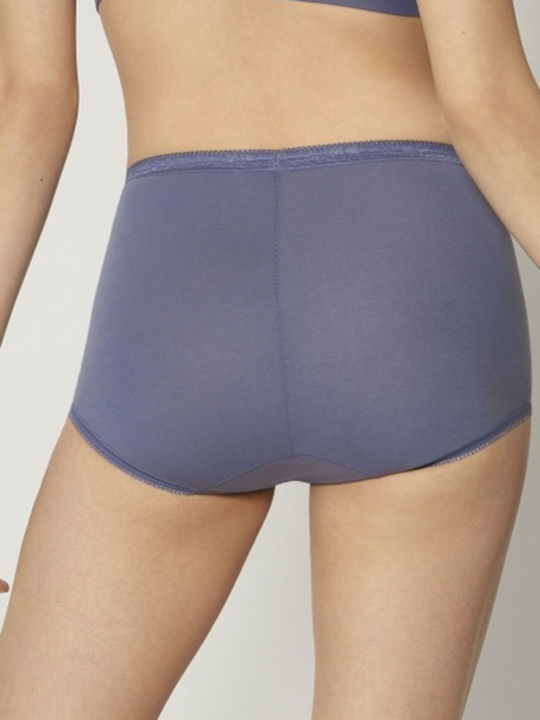 Basic Maxi Βαμβακερά Ψηλόμεσα Γυναικεία Boxer 3Pack με Δαντέλα Μωβ