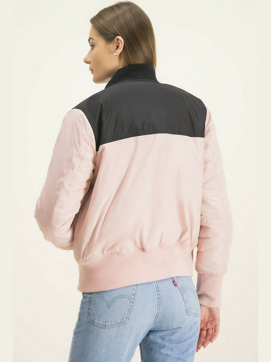 Champion Women's Short Bomber Jacket for Spring or Autumn Pink