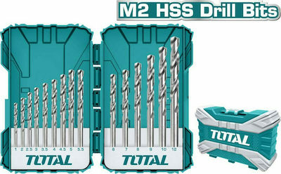 Total Set of 15 Drills HSS with Cylindrical Shank for Metal