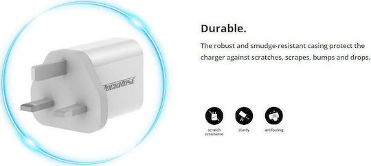 Rockrose Φορτιστής Χωρίς Καλώδιο με 2 Θύρες USB-A 12W Quick Charge 3.0 Λευκός (Casa A2 UK)