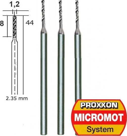 Proxxon Комплект 3 Свредла HSS с Цилиндрична Опашка за Метал