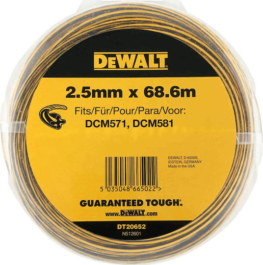 DEWALT DT20652 Mähfaden Drehung Länge 68.6m und Dicke 2.5mm