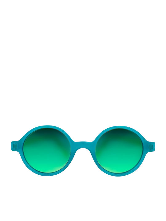 KiETLA Rozz Unbreakable Round Kids Sunglasses with Mirror Lens Peacock Green for 4-6 Years