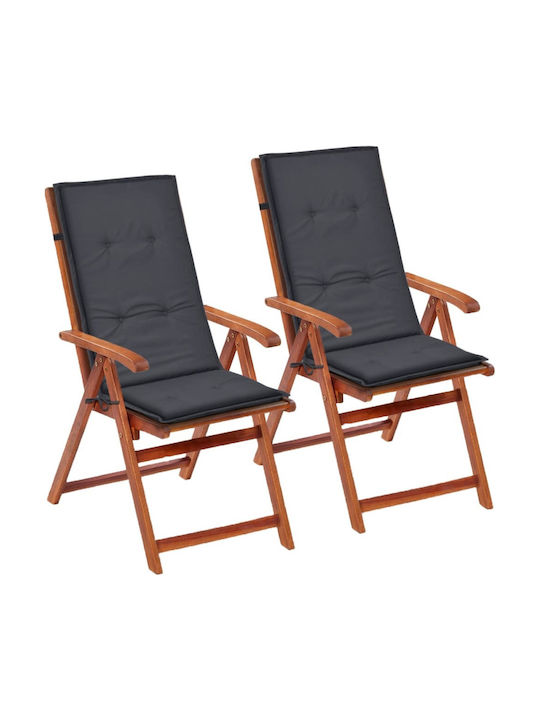 vidaXL Waterproof Garden Chair Cushion with Backrest Green 2 Pieces 120x50cm