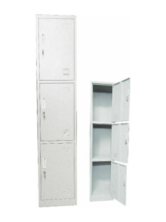 Locker Metallic with Locking Capability with 3 Cabinets White 38x45x185 cm E6006