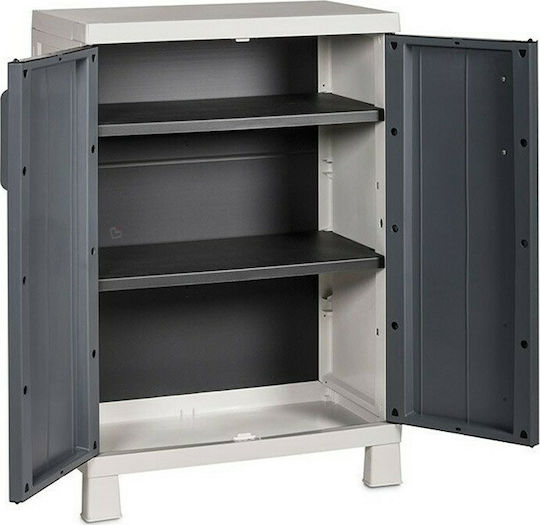 Double Door Wardrobe Anniversary Midi Plastic with 2 Shelves Light Grey / Basalt Grey 275 65x37x93cm