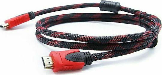 HDMI 1.4 High Speed 1080p 120Hz Braided Cable HDMI male - HDMI male 5m Κόκκινο
