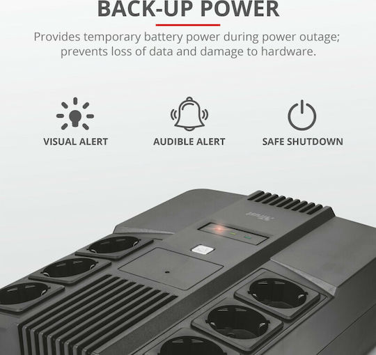 Trust Maxxon 23326 UPS Off-Line 800VA με 6 Schuko Πρίζες