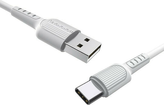 Borofone BX16 Regular USB 2.0 Cablu USB-C bărbătesc - USB-A 18W Alb 1m