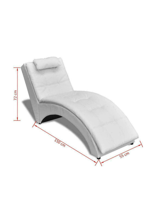 Recliner of Faux Leather White L150xW55xH72cm