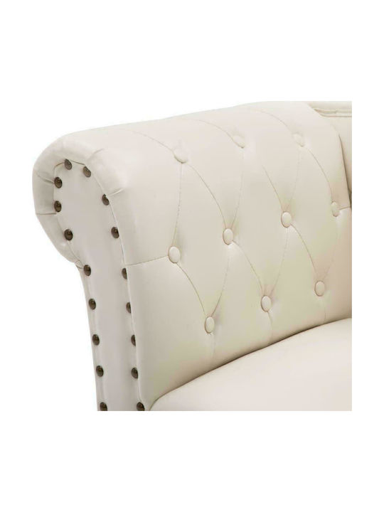 Șezlong Vintage Chesterfield Din Piele Sintetică Ecru L168xL58xÎ77cm