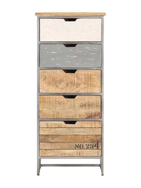 Drawers Storage Made of Metal & Wood with 5 Drawers Grey L45xW30xH105cm
