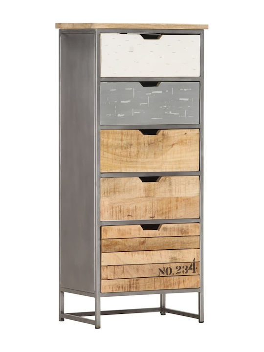 Drawers Storage Made of Metal & Wood with 5 Drawers Grey L45xW30xH105cm