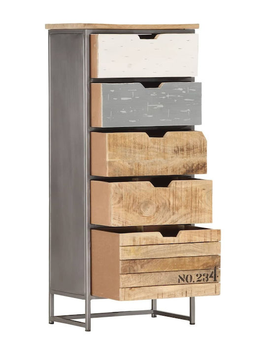 Drawers Storage Made of Metal & Wood with 5 Drawers Grey L45xW30xH105cm