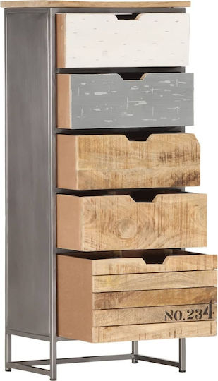 Drawers Storage Made of Metal & Wood with 5 Drawers Grey L45xW30xH105cm