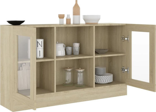 Living Room Display Cabinet Made of Particle Board with Windowed Sonoma Oak 120x30.5x70cm