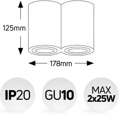 Geyer Doppel Spot mit Fassung GU10 in Weiß Farbe