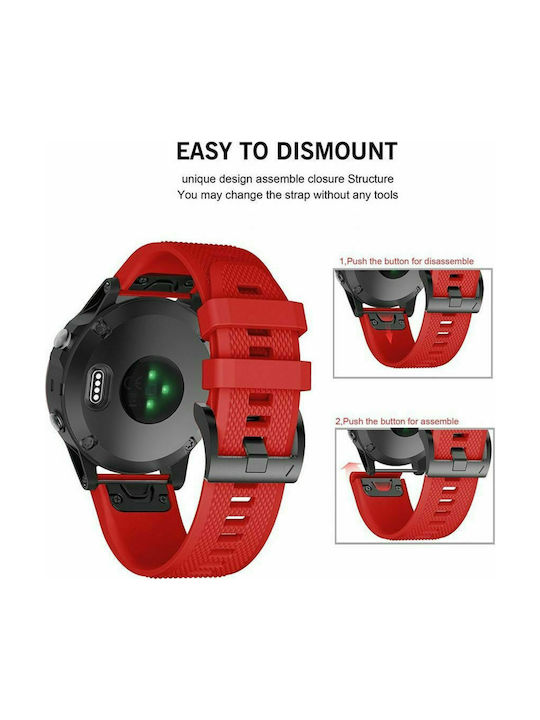 Tech-Protect Каишка Силикон Червен (Fenix 5 / 5 Plus / 6 / 6 Pro / 7 / 7 Pro / 8 (47mm))