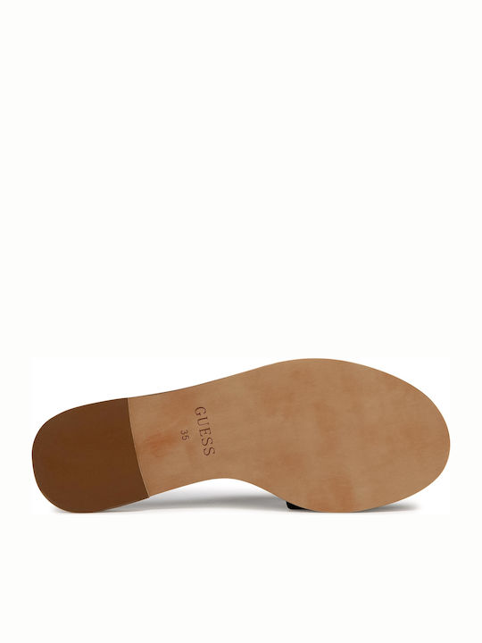 Leder Flache Sandalen für Damen in Schwarz Farbe