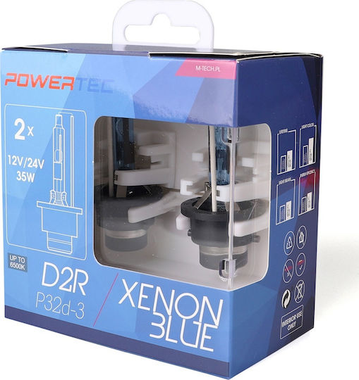 M-Tech Lamps Car & Motorcycle Powertec Xenon Blue D2R Xenon 6500K Cold White 12V 35W 2pcs